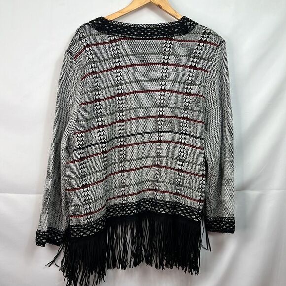 Cj Banks Fringed black and white open cardigan size 2X EUC - Picture 6 of 10
